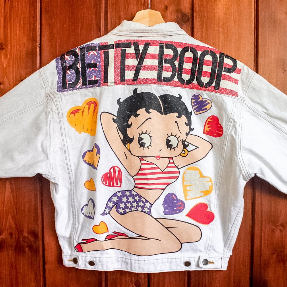 RARE Vintage Betty Boop White Denim Jacket
